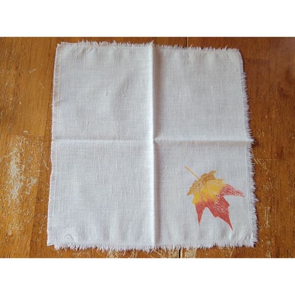 Fall Autumn Leaf Stamped Napkins Set Of 4 - Picture 11 of 12